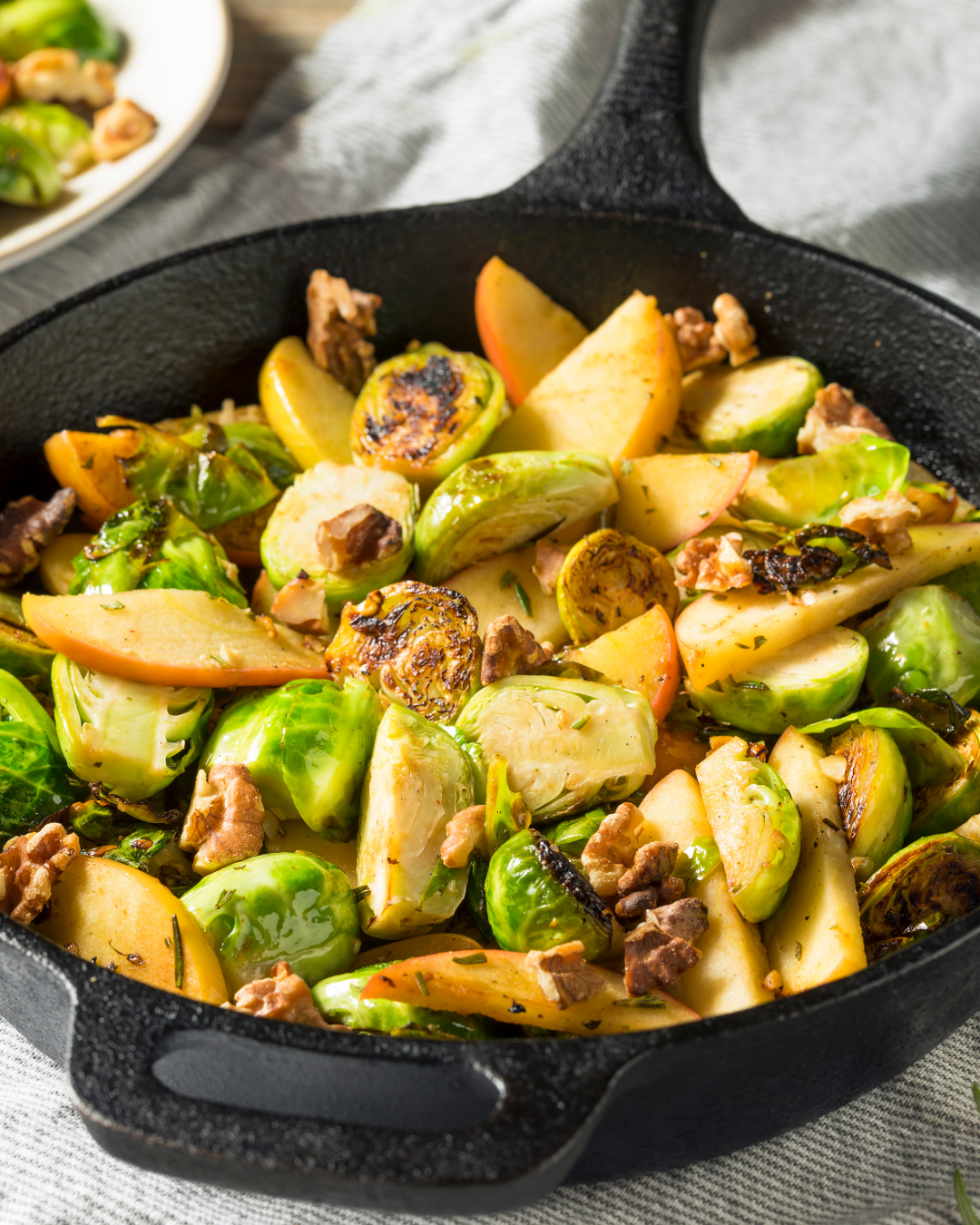 Skillet Brussels Sprouts with Apples and Walnuts Recipe