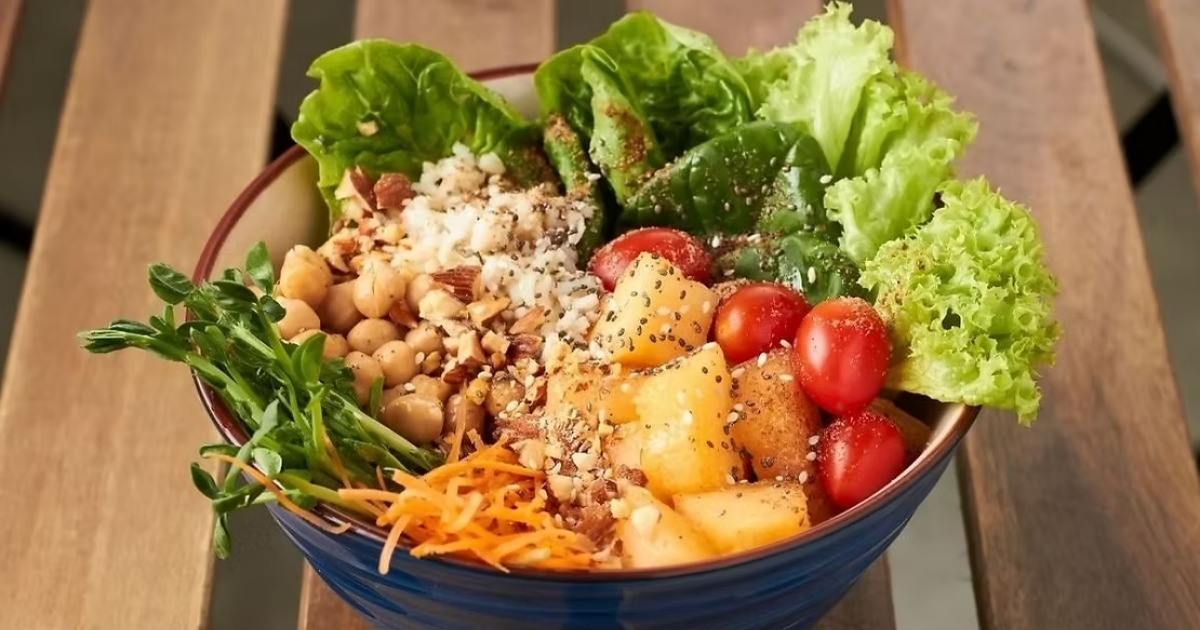 Garden Chickpea Melon Salad Bowl with Almonds Recipe