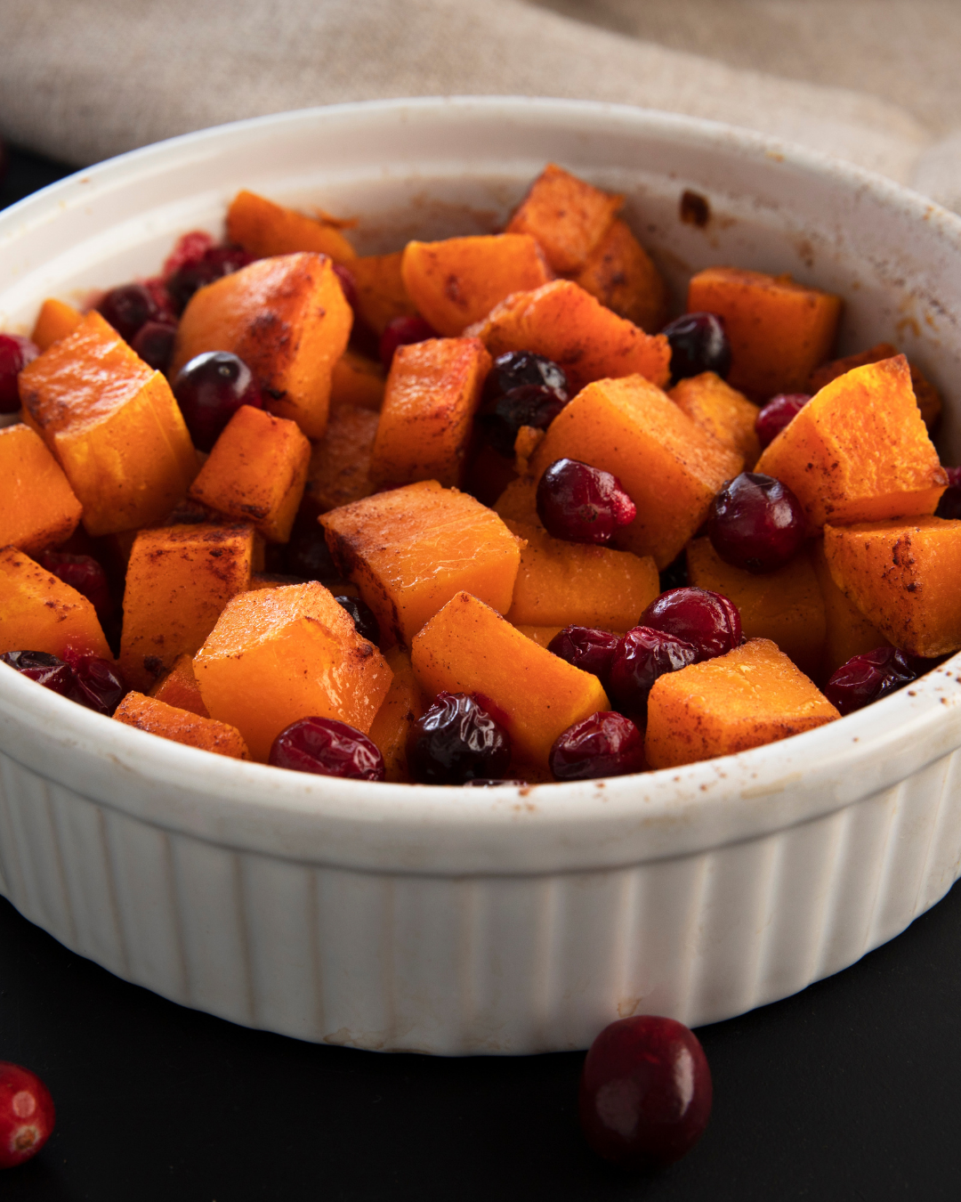 Cinnamon-Roasted Butternut Squash with Cranberries Recipe